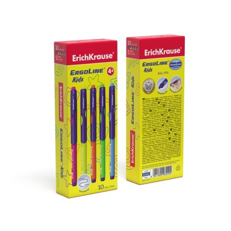 Ballic Handle Erichkrause Ergoline Kids Ultra Glide, first-grader, ergonomic holder, Soft-Touch building, node 0.7 mm, blue ink, mix-4