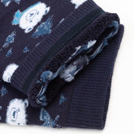 Women's terry socks "bears", dark blue color, size 23-25-3