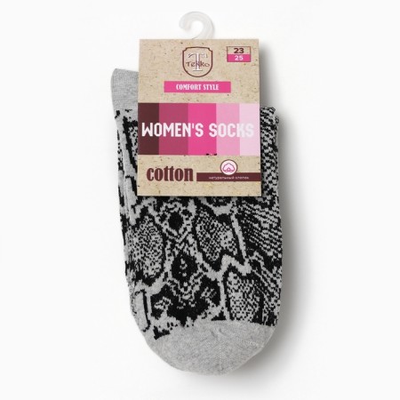 Women's socks "snake leather", gray/black color, rr 23-25-2