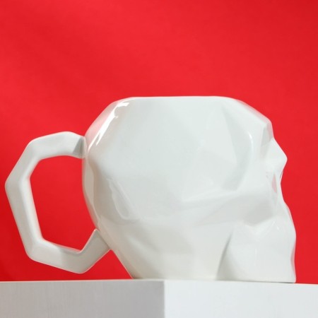 Ceramic “Skull” mug white, 500 ml, white color-3