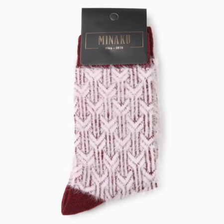 Women's terry socks minku, burgundy color, rr 36-41-2