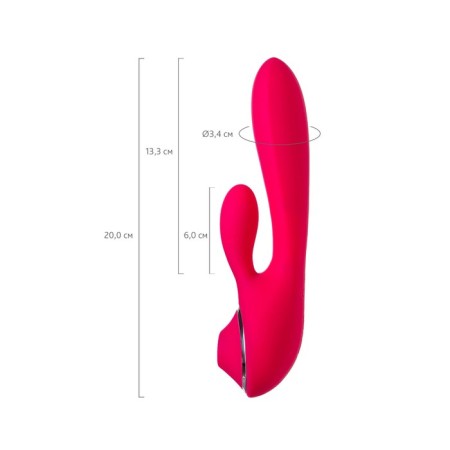 Vibrator with clitoral and vacuum stimulations Jos Doobl, 20 cm, silicone, pink color-7