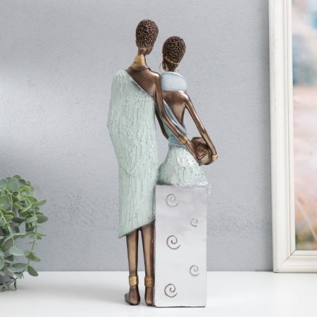 Suvenir Polystone "African couple" silver pattern - leaves 14x10x35.5 cm-4
