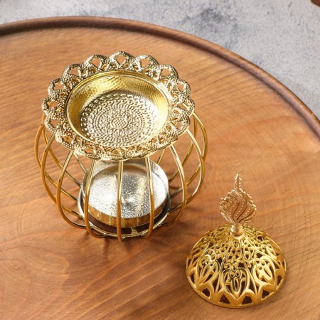 Kurilnitsa for incense powder and cones "Golden Cage", golden, 16x9.5 cm-2