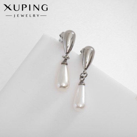 Earrings Metal Xuping beads mini, color silver