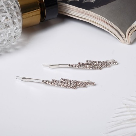 Invisibility for hair "Magic shine" (set 2 pcs) prism, 5.5 cm, silver