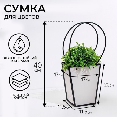 Bag for flowers white moisture-resistant, 17x17-11.5x11.5-20 cm-1