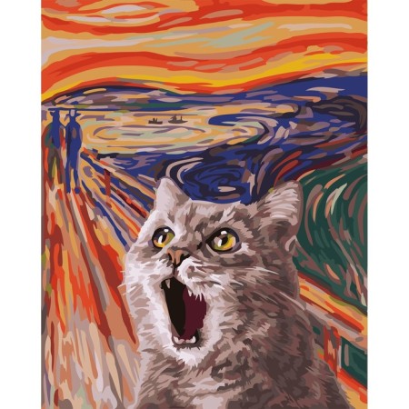 Picture on numbers on canvas with a subframe "Cat in the field", 40 x 50 cm-1
