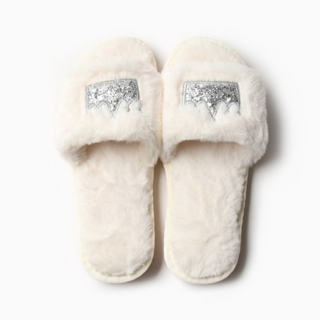 Women's slippers with an open nose size 40-41, white color-4