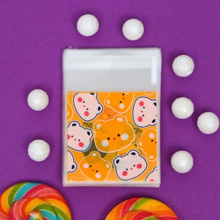BOPP package with sticky tape, "cats", 7*7+3cm-6