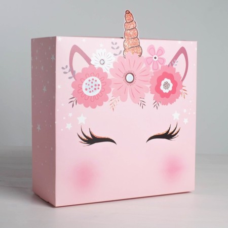 Gift folding box, packaging, "unicorn", 25 x 25 x 10 cm-1
