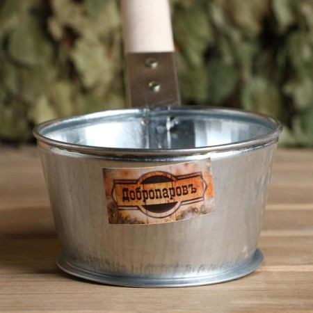 Bath for a bath made of galvanized steel, 0.35l, 60 cm, with a wooden handle-2