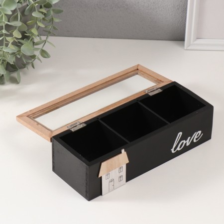 Casket tree with divisions "House" Black 23.7x9.5x7.5 cm-2