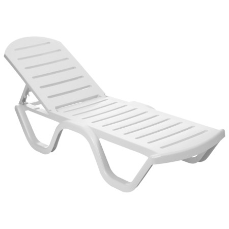 Plastic deck chair, 198 x 62 x 32 cm, white-3