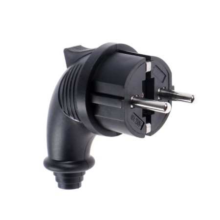 Corner fork, 16 A, 220 V, IP44, with salary, rubber, black