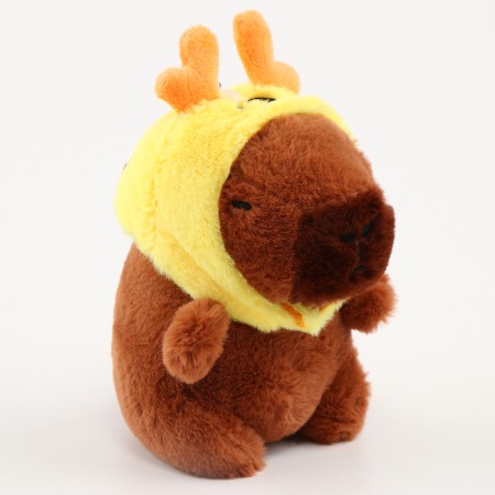 Soft toy "Kapibara" in a deer hat, 13 cm-3