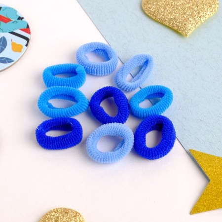 Hair elastic band "Mahrushka" (set 72 pcs) 1.5 cm, blue shades-1
