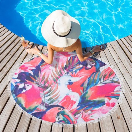 Towel beach Ethel "Tropics", D 150 cm, microfiber, 100% p/e