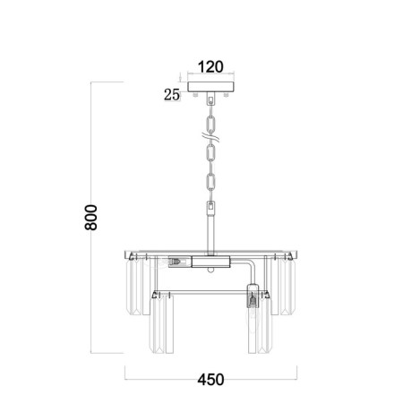 Chandelier 60W, 8XE14, 44.4x45 cm, gold-1