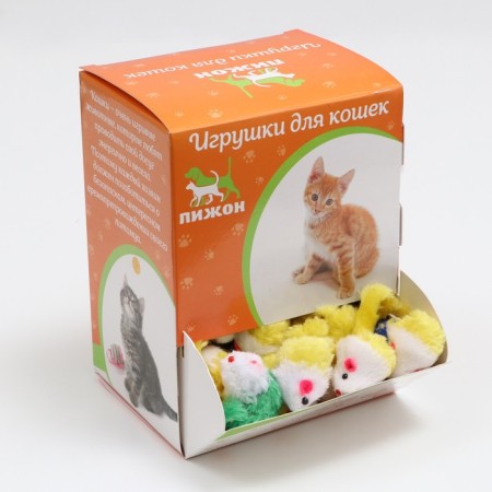 Toy for cats "Small mouse" two -tone, 5 cm, packing 60 pcs, mix of flowers