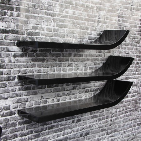 A set of wall shelves "Ski" Black 60*15cm, thickness 3cm-1