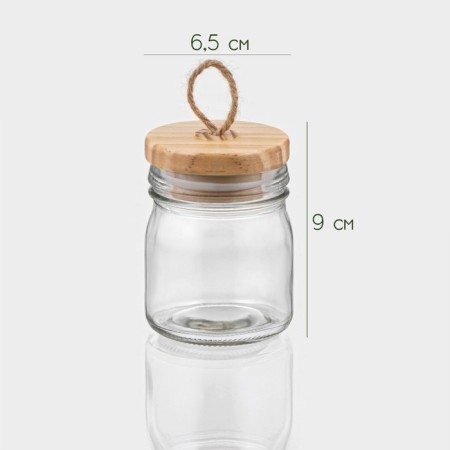Glass jar for spices with bamboo lid Bellatenero "Eco", 200 ml, 6.5 × 9 cm-1