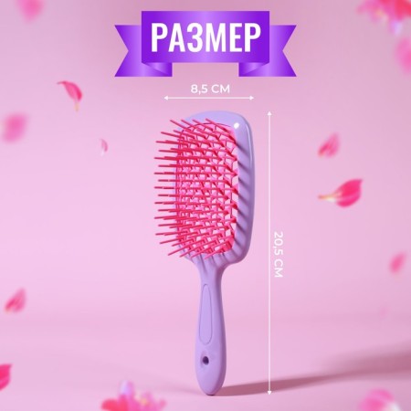 The comb massage, wide, ventilated, 8.5 × 20.5 cm, PVC box, lilac/pink color-3
