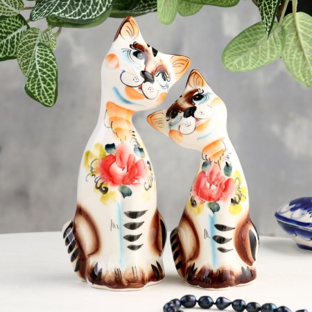 Souvenir "Cat with a cat Happiness", 2 pcs, gzhel color