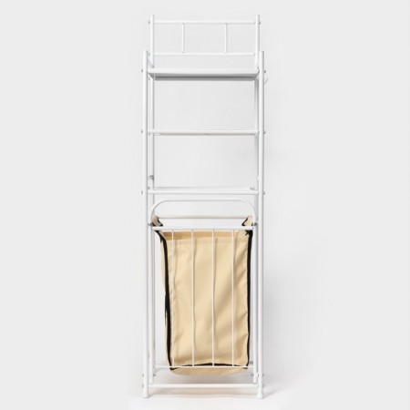 Rabberry with a 3-tier linen basket, 38 × 35 × 125 cm, white color-1
