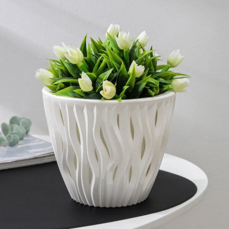 Kashpo for flowers with an insert "Inspiration", 2.25 liters, white color-8