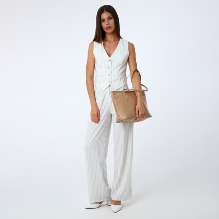 Women's bag with lightning, beige color-1