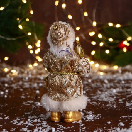 Santa Claus "in a cap, with a gift" 17 cm, gold-2