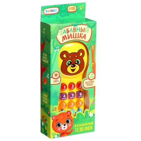 Musical phone “Funny Bear”, light effects, Russian voice acting, works from batteries-6