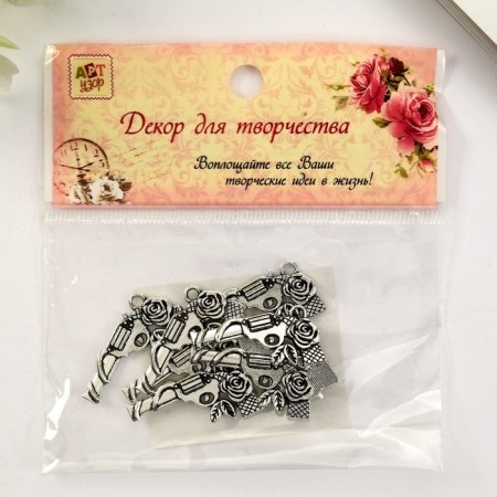 Decor for creativity Metal "Revolver with rose" silver 1.4x3 cm-3