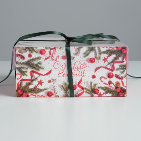 Capcake box “Happy New Year!”, 16 x 16 x 7.5 cm, new year-2