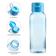 A sporting bottle, 650 ml, Flores, 4.7 x 22 x 7 cm, Blue