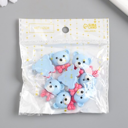 Decor for creativity plastic "Mishutka with pink bow" 2x2.5 cm-4