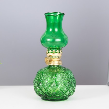 Kerosene lamp decorative green 8.5x8.5x19 cm-3