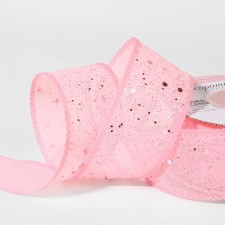 The tape is decorative, with glitter, 38 mm, 9 ± 0.5 m, pink color