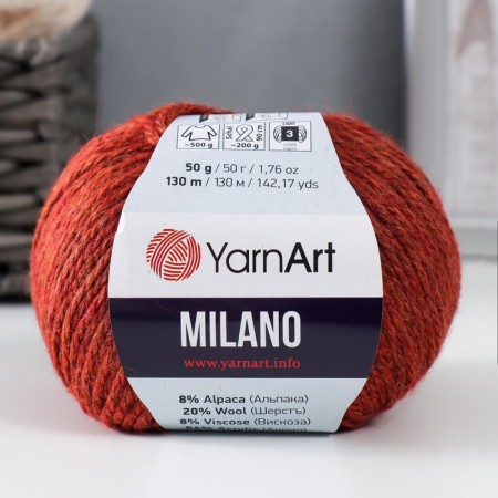 Yarn "Milano" 8%alpaca, 20%wool, 8%viscose, 64%acrylic 130m/50g (857 terracotta)-4