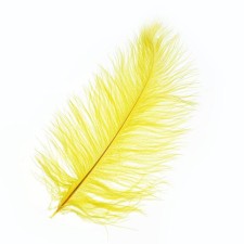 Feather for decor, size: 25-30 cm, yellow color