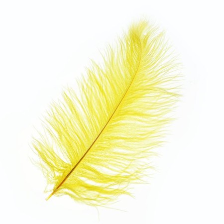 Feather for decor, size: 25-30 cm, yellow color