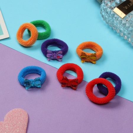 Hair gum "Color overflow" (set of 8 pcs) bows, mix-1
