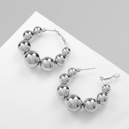 Ring Earrings “Beads” to reduce, silver color-2