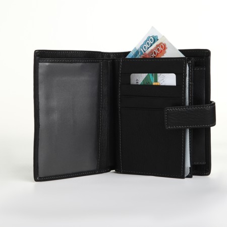Male purse on the button, department for auto documents, black color-6