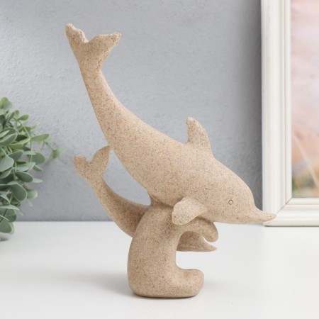 Polystone souvenir "Two dolphins" Sand 8x19x22 cm-3