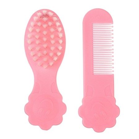 Set for hair care: comb and brush "Flower", pink color-4