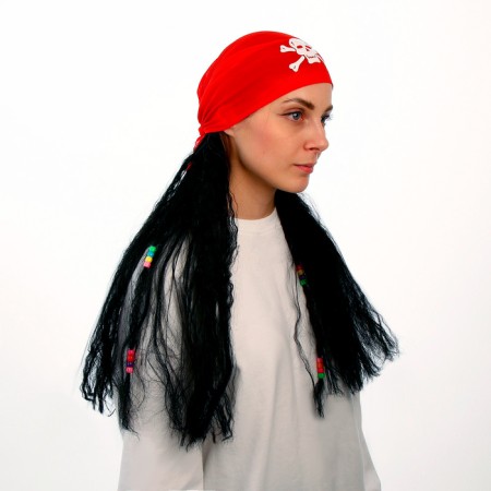 Carnival wig "Pirate in the bandana", with pigtails, 120 g, black color-1