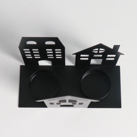 Summary metal for 2 candles "houses" d = 4 cm 14.5x6x13 cm-5
