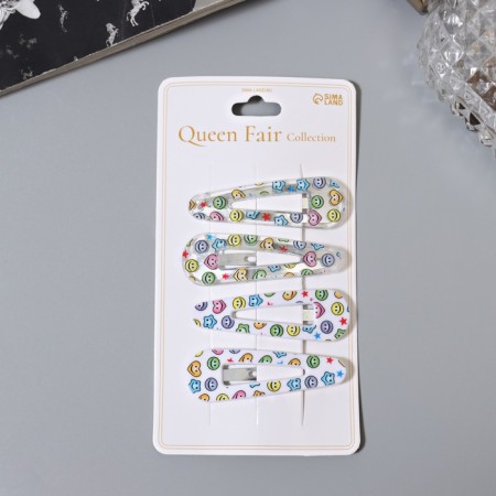 Invisible hair "Gloria", set 4 pcs., Smiles, 5 cm-2